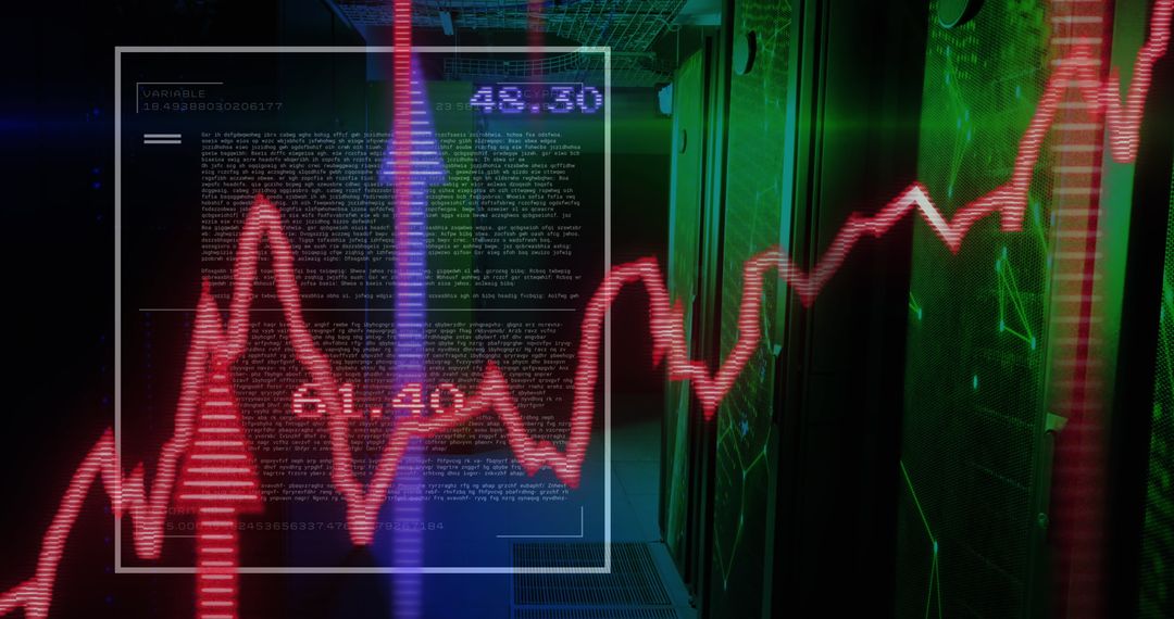 Abstract Financial Data Visualization in Server Room