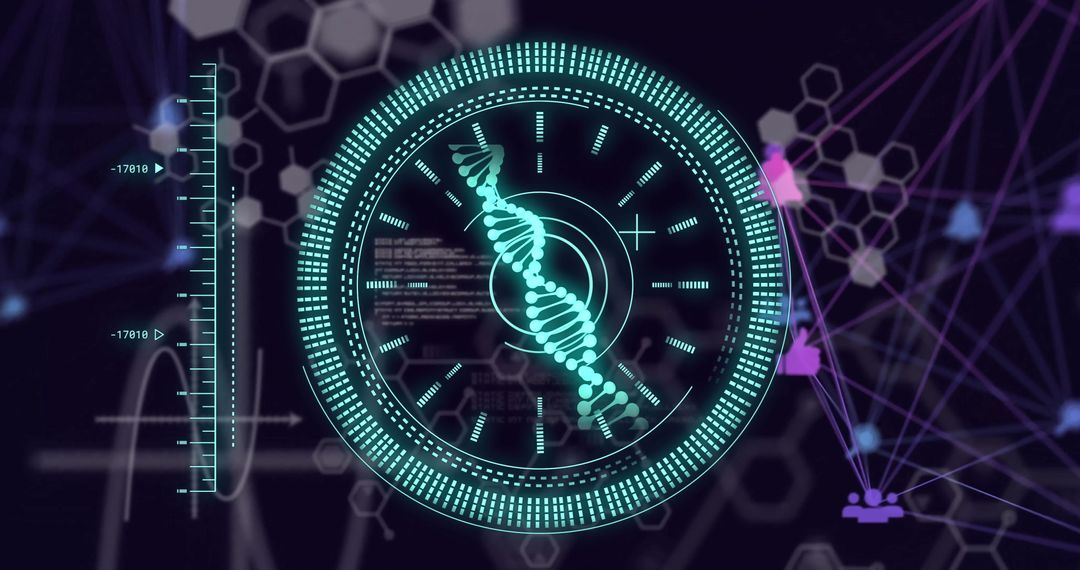 Futuristic Digital DNA Strand Analysis Interface