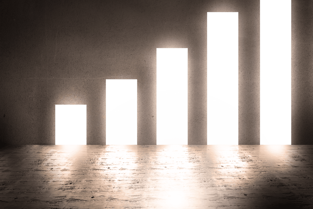 Business Growth Bar Chart on Transparent Background