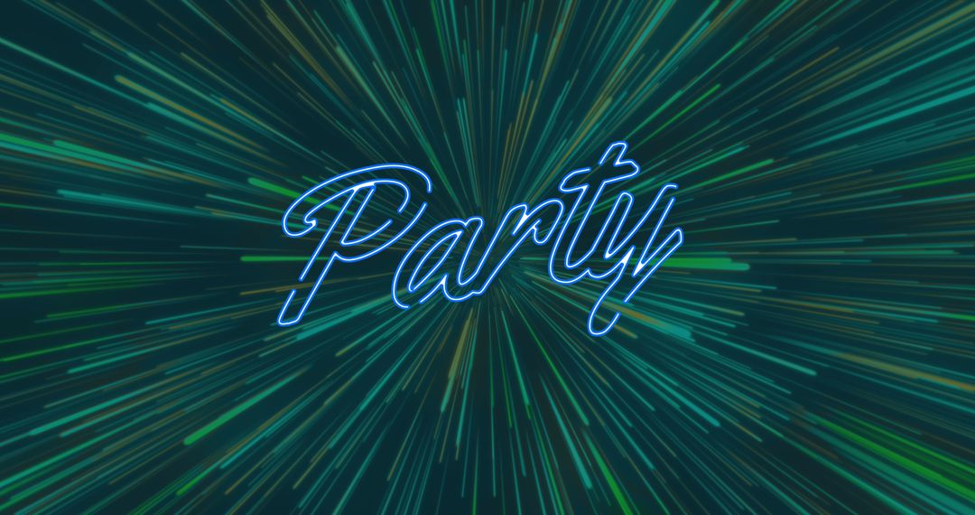 Digital Party Celebration with Neon Light Trails