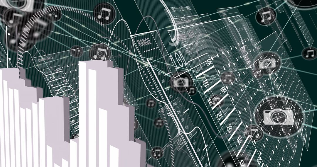 Futuristic Network Connections and Digital Data Flow