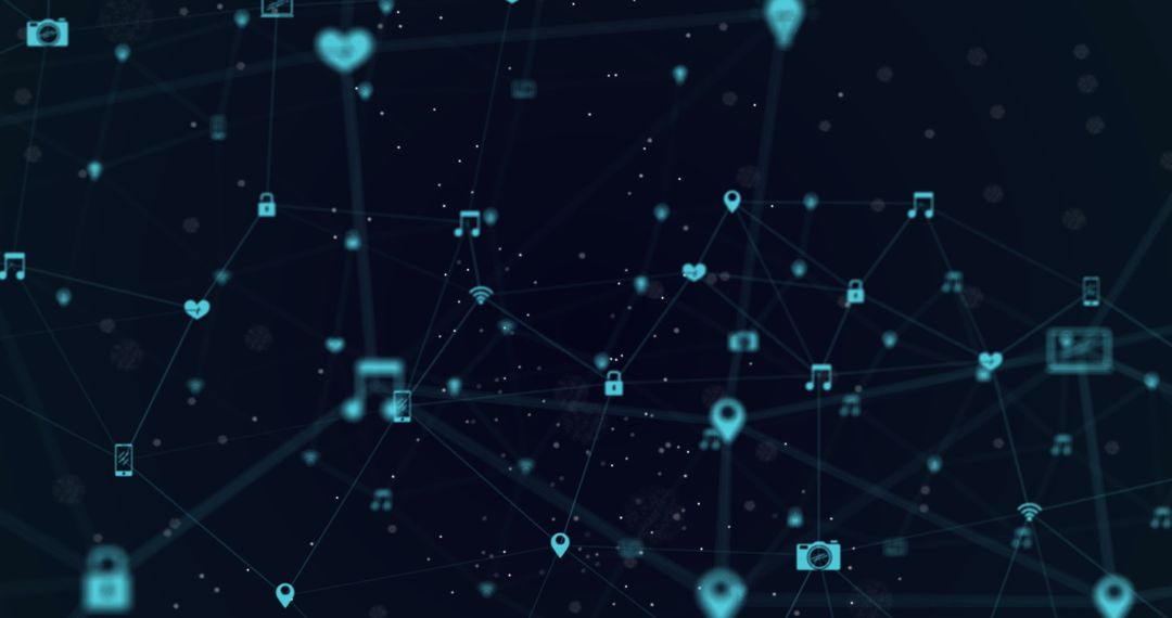 Digital Icons Floating in Livestyle Web Connection Network