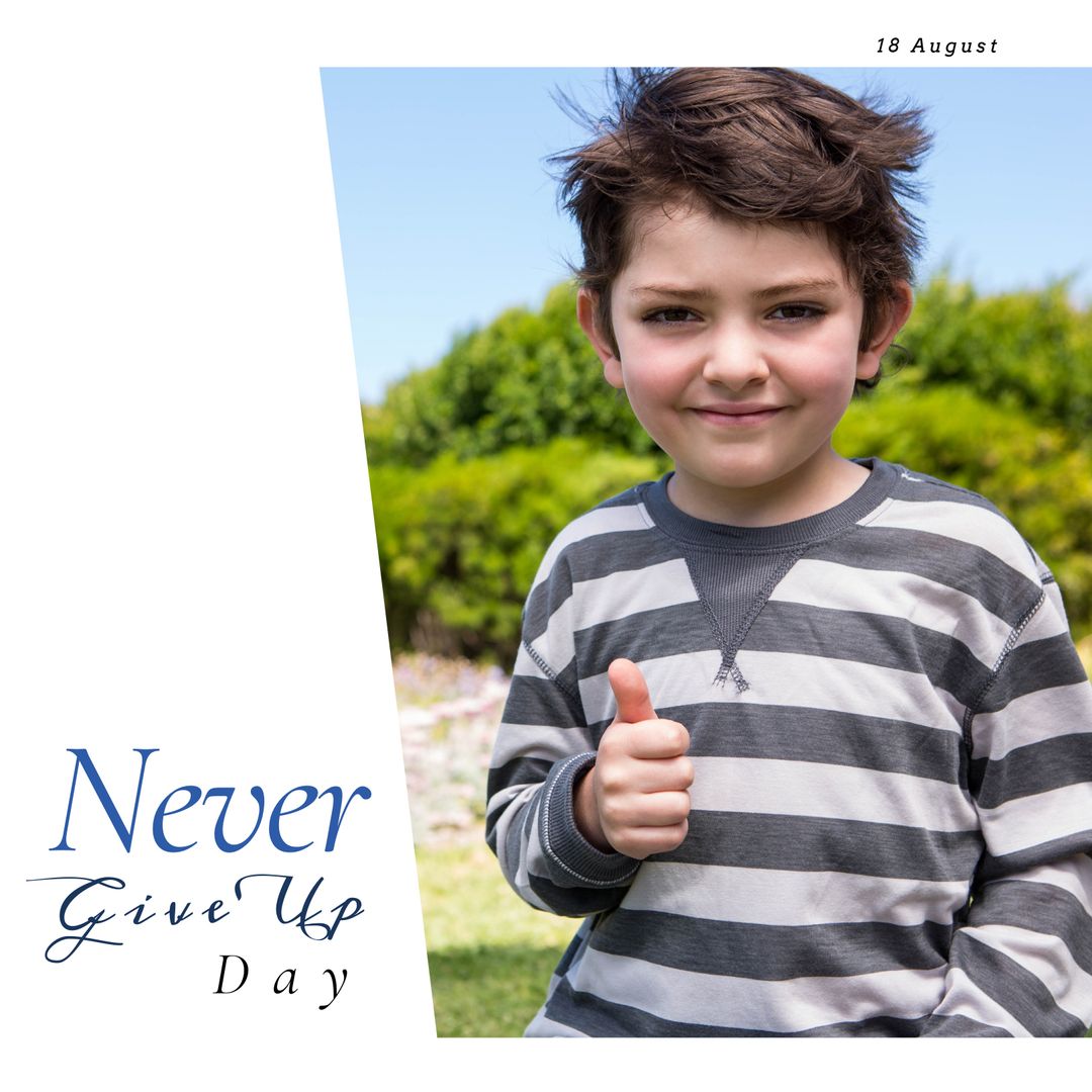 Celebrate Never Give Up Day with Optimistic Child Giving Thumbs Up