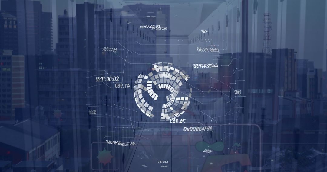Futuristic Digital Interface with Networking Connections in Server Room