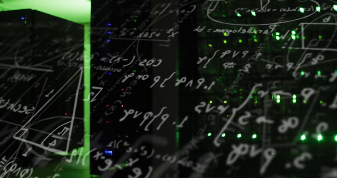 Mathematical Formulas Overlapping Cyber Security Data Center