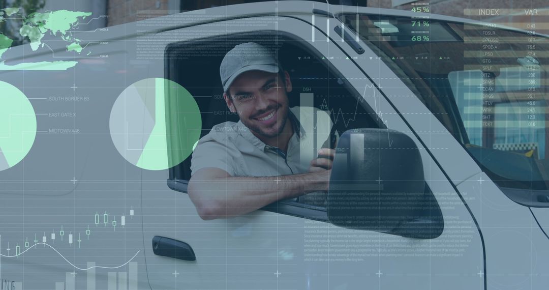 Delivery Driver Communicating in Tech-Driven Logistics Environment