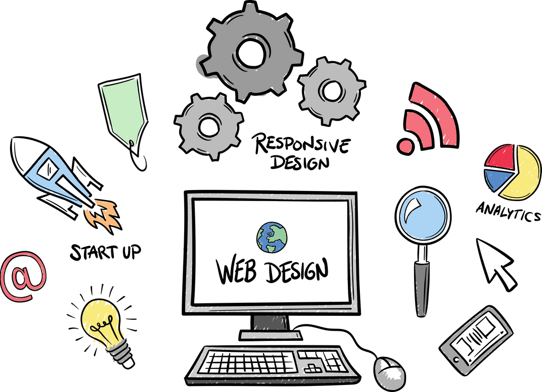 Transparent Background with Technology Symbols and Icons