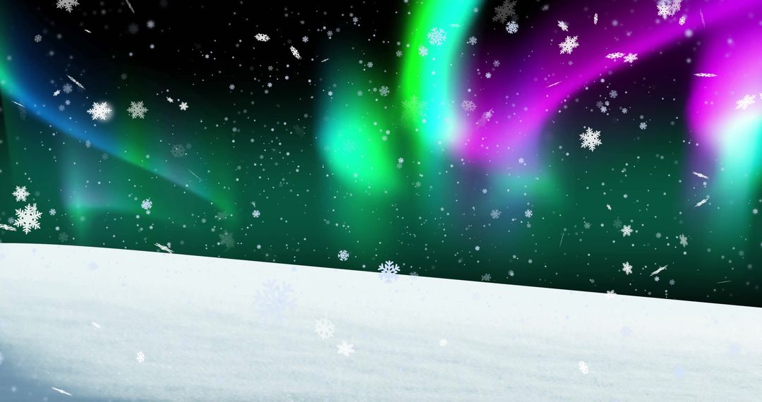 Northern Lights with Snowfall Creating Christmas Ambiance
