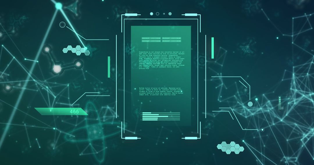 Futuristic Data Processing Interface with Digital Connections