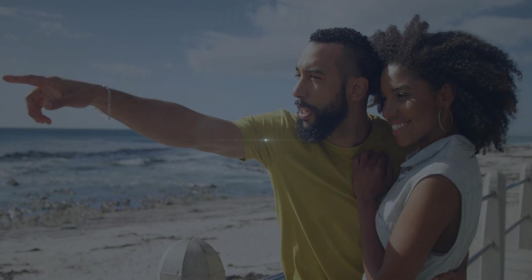 Joyful Couple Enjoying Scenic Ocean View Together