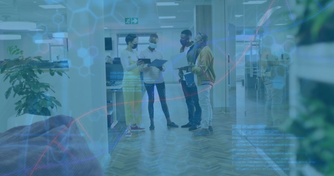 Team Members Collaborating in Modern Office, Sharing Ideas