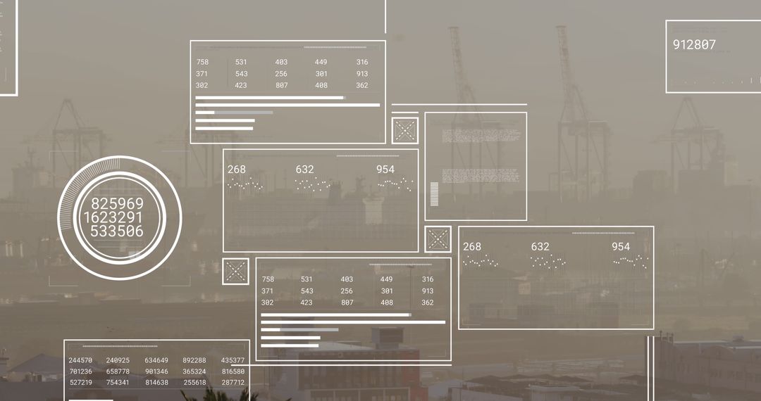 Digital Data Interfaces Overlaying Urban Skyline