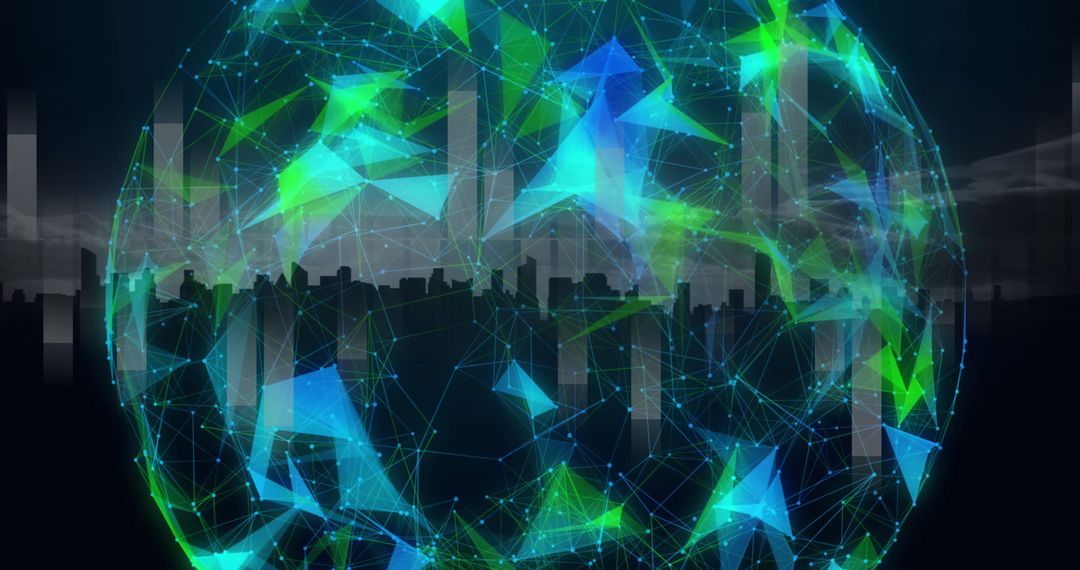 Digital Network Globe Over Modern City Skyline