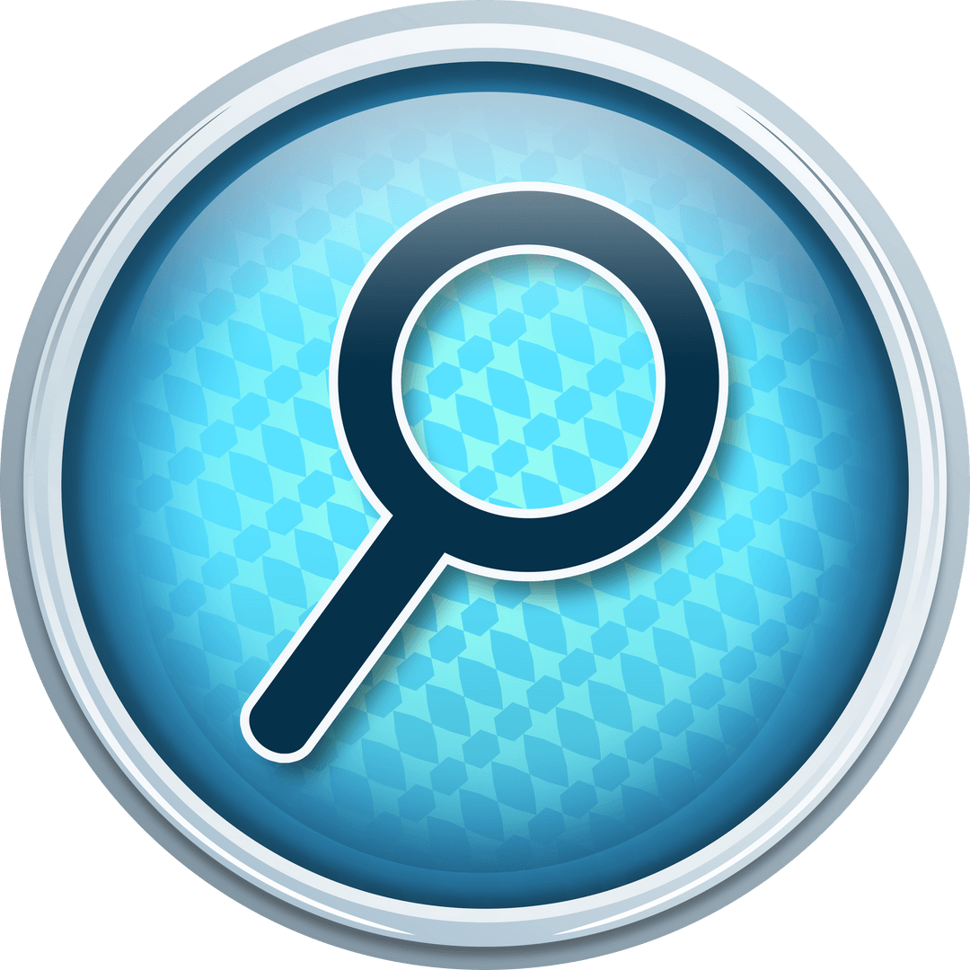 Transparent Magnifying Glass Icon on Blue