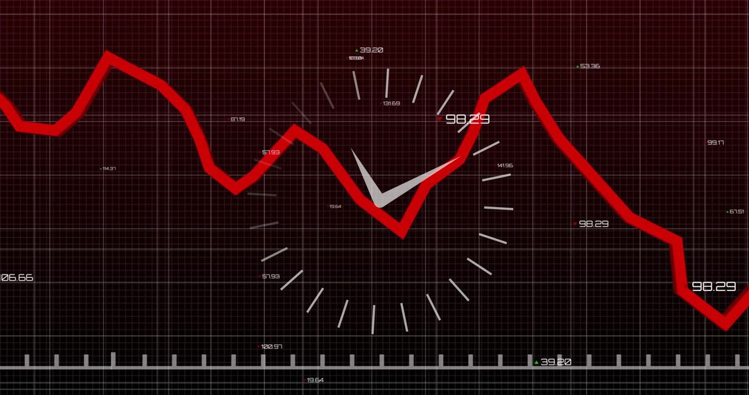 Futuristic Data Dashboard Showing Dynamic Red Line Graph