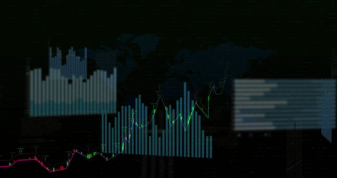 Futuristic Trading Dashboard with Neon Graphs and Data Visualization