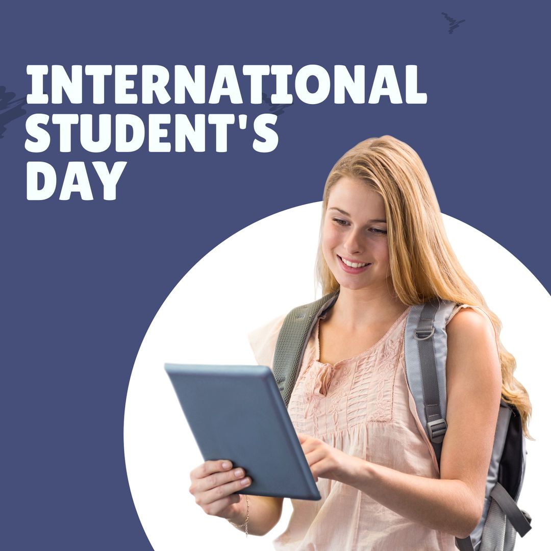 Young Student Using Tablet Celebrating International Student's Day