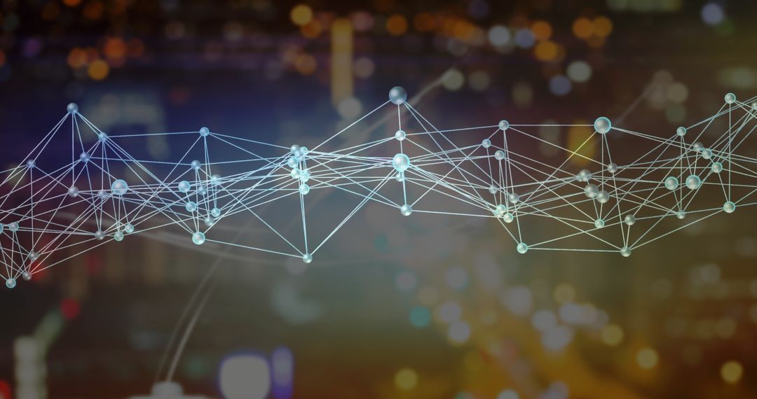 Abstract Network Over City Lighting Represent Digital Networks