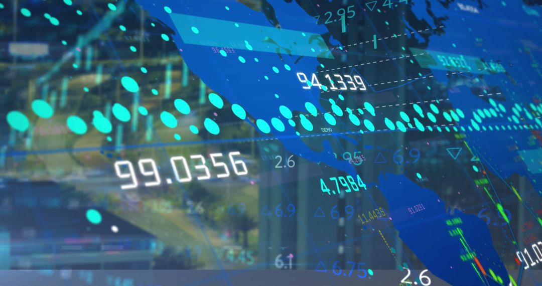 Futuristic Financial Dashboard Overlay in Urban Environment