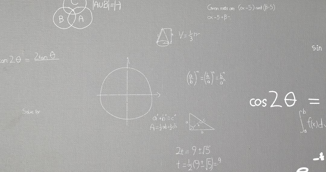Mathematical Equations Overlay on Gray Board