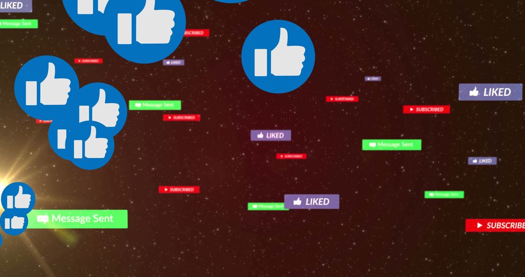 Floating Social Media Icons in Digital Space Environment