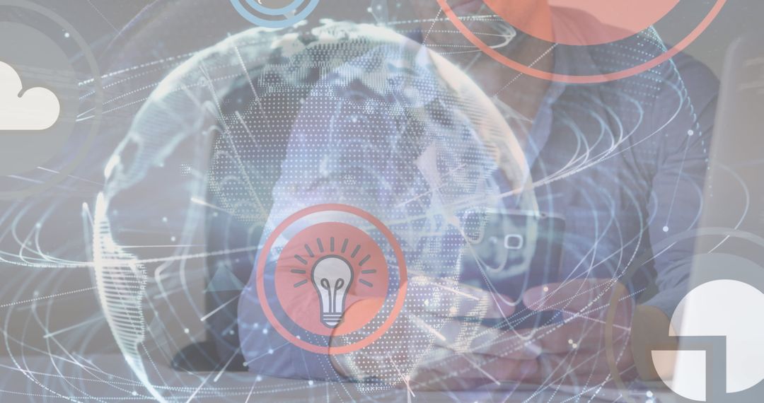 Digital Innovation Technology with Futuristic Interface Lightbulb Icons