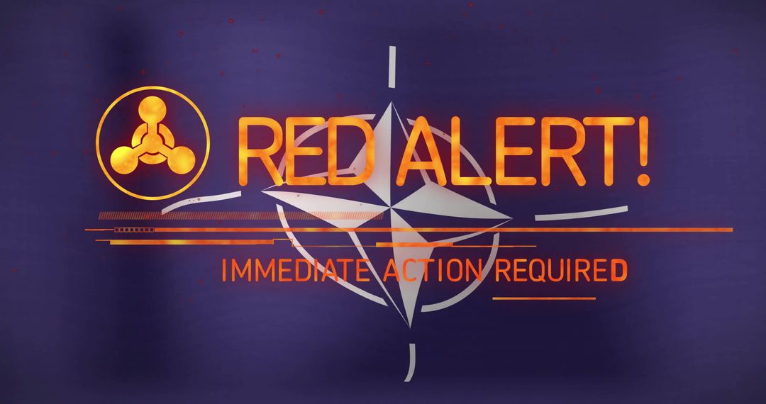 Red Alert Warning Urging Immediate Action on Blue Background
