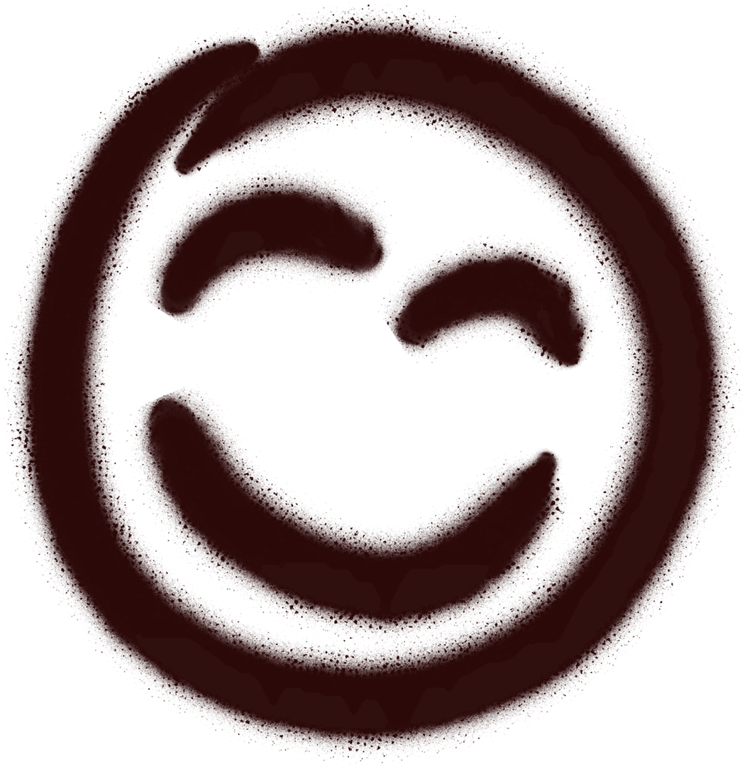 Whimsical Smiling Face Doodle on Transparent Background