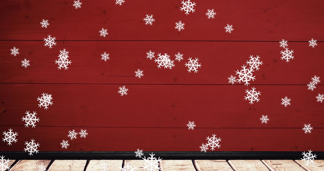 Christmas Snowflakes Over Rustic Red Background