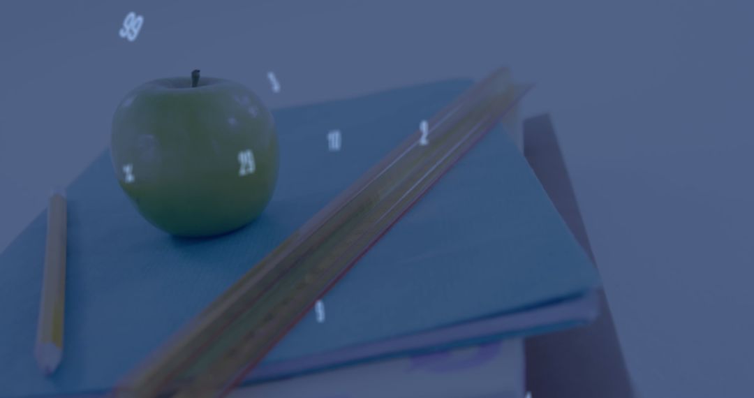 Numbers Overlay on School Supplies and Textbooks