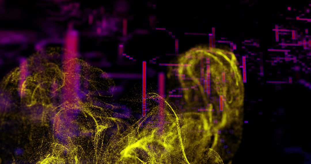 Vibrant Yellow Particle Waves in Futuristic Digital Space