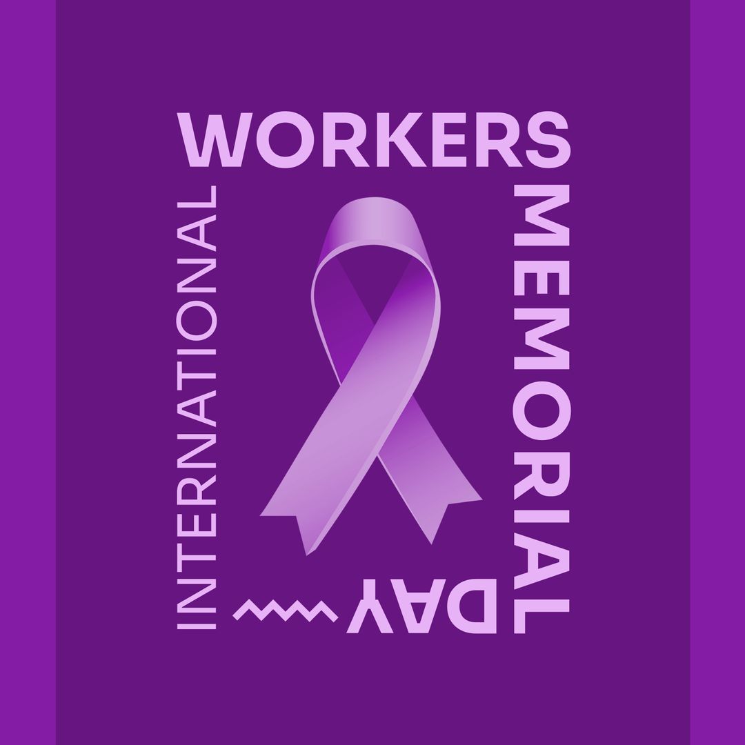 International Workers Memorial Day Ribbon On Purple Background