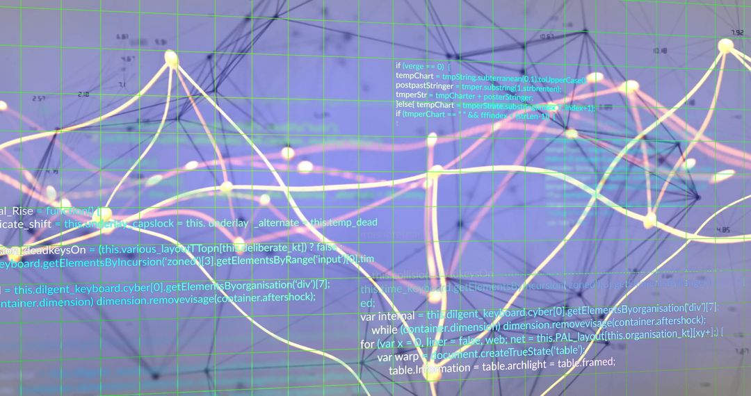 Digital Data Processing and Network Connections on Blue Background