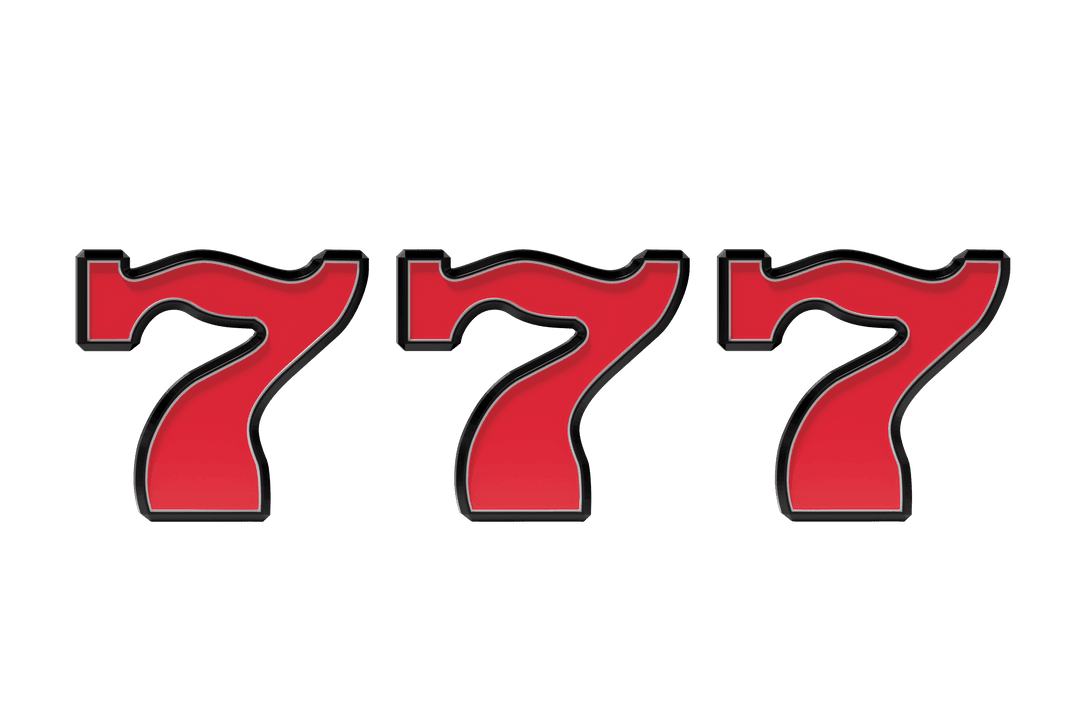 3D Red Number Sevens on Transparent Background