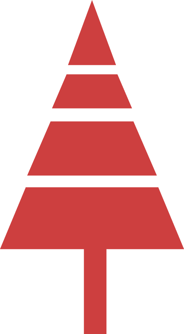 Geometric Red Tree Symbol on Transparent Background