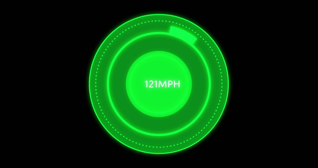 Futuristic Digital Speedometer Display Green Glow