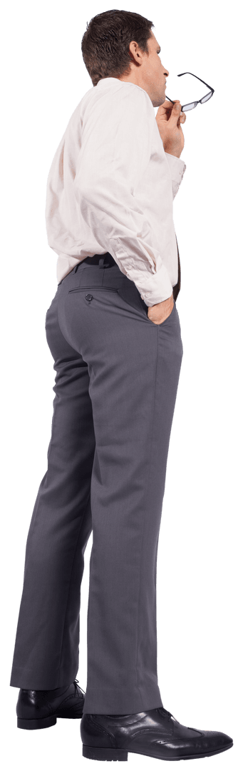 Thoughtful Caucasian Businessman Contemplating Transparent Background