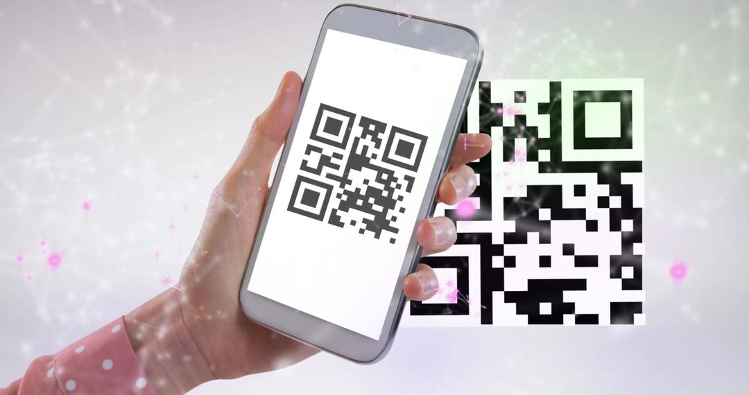Smartphone Scanning QR Code Technology Concept