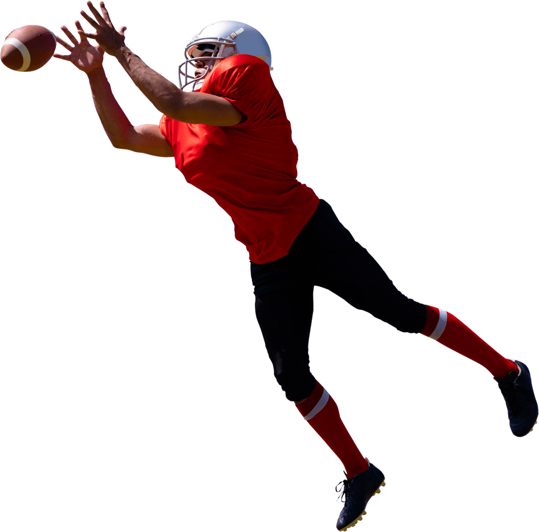 Transparent Rugby Player Catching Ball in Dynamic Motion
