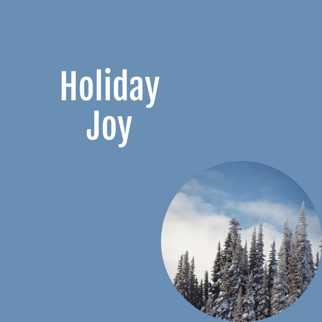 Holiday Joy Text Overlaid on Winter Forest Scenery - Download Free Stock Templates Pikwizard.com