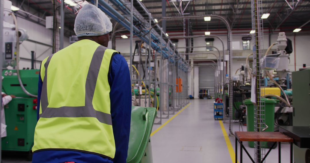 Factory Worker Wearing Safety Vest in Manufacturing Plant - Free Images, Stock Photos and Pictures on Pikwizard.com