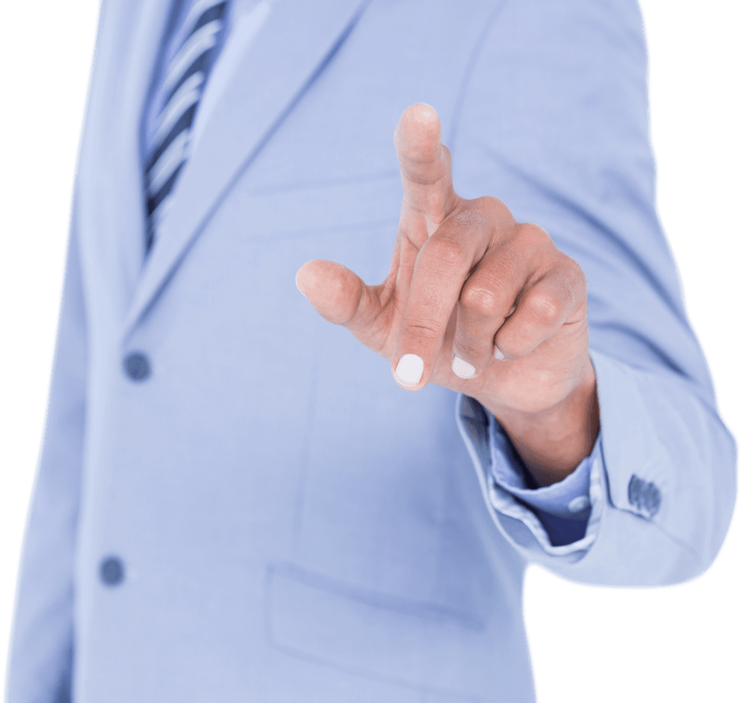 Businessman Pointing Front Transparently Executive Gesture