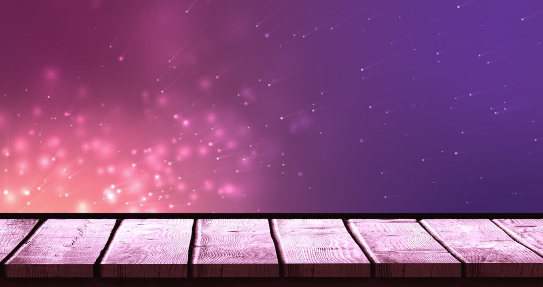 Blurred Violet Lights with Wooden Surface