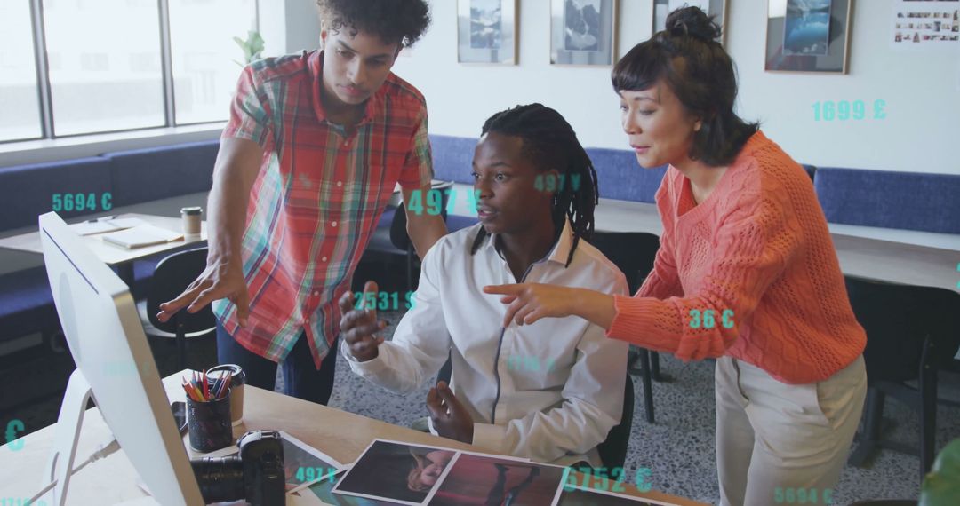 Collaborative Office Team Analyzing Financial Data