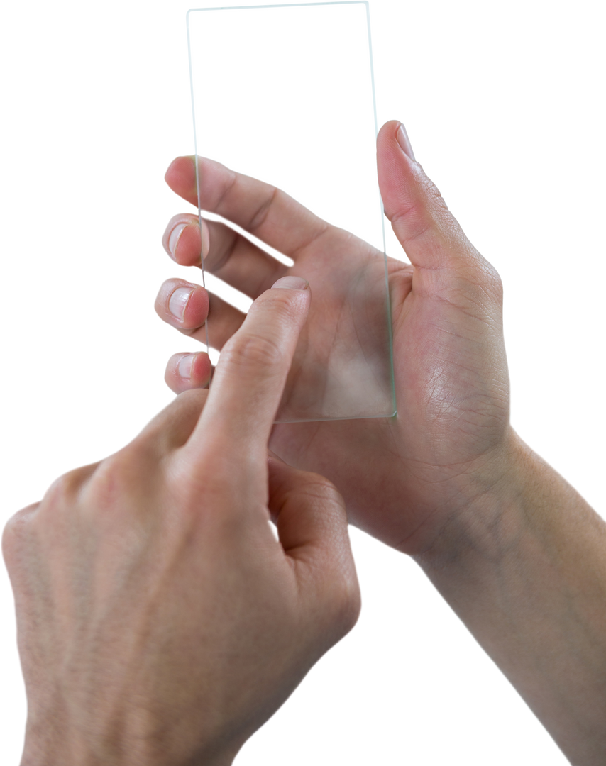 Hands Holding and Using Transparent Futuristic Mobile Phone - Download Free Stock Images Pikwizard.com