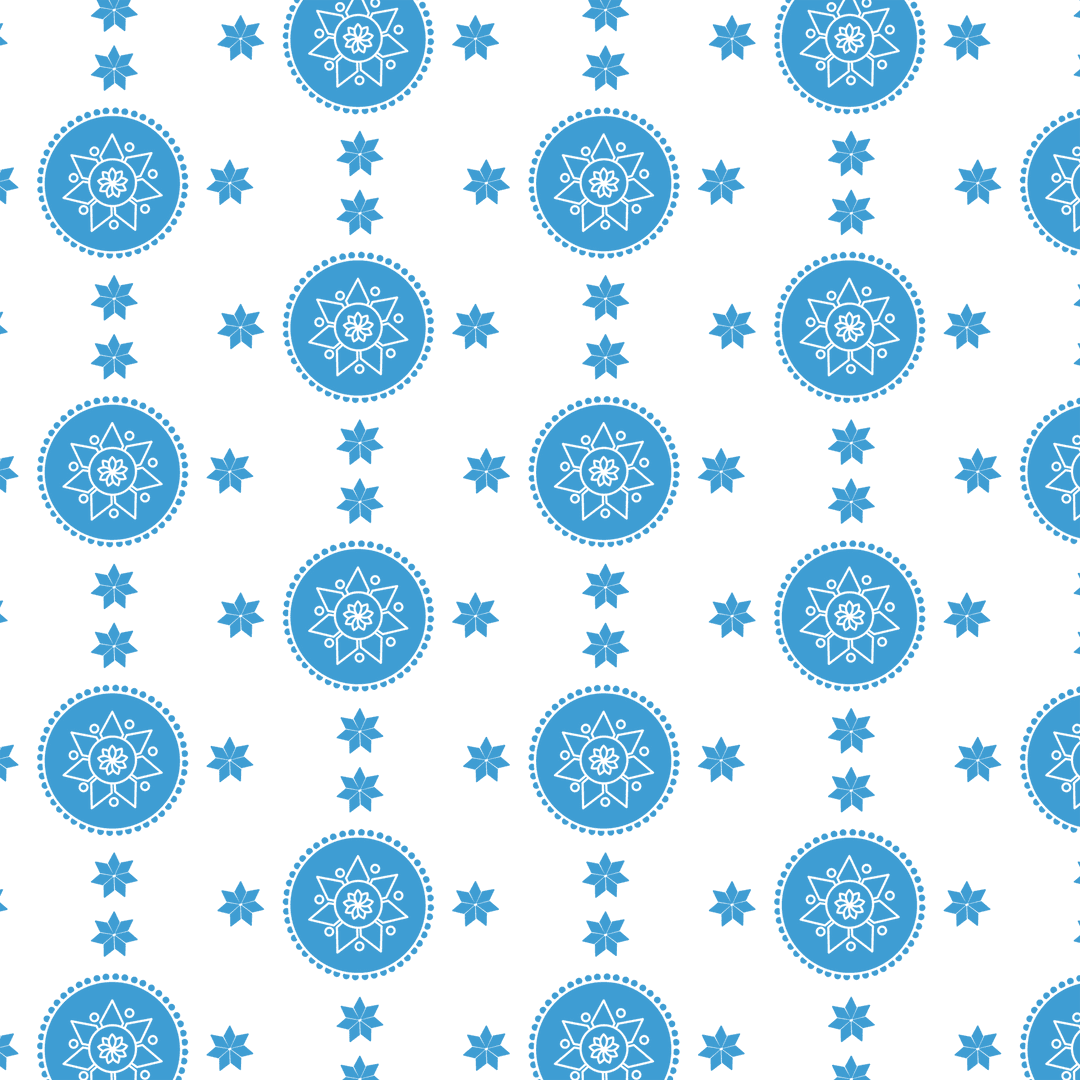 Pattern of Blue Star Shapes on Transparent Background