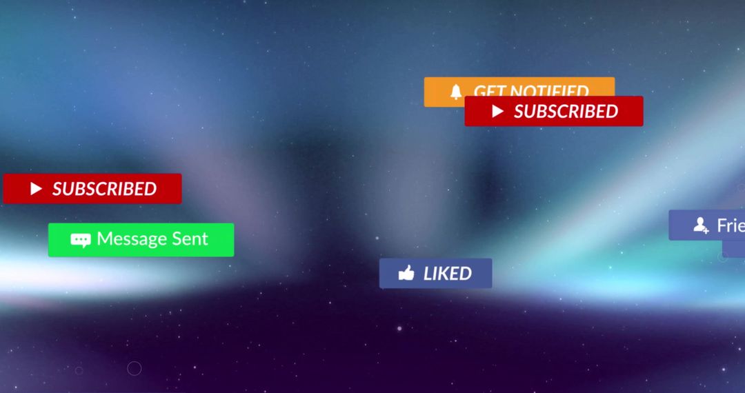 Digital User Interface Notifications Over Ethereal Cosmic Background