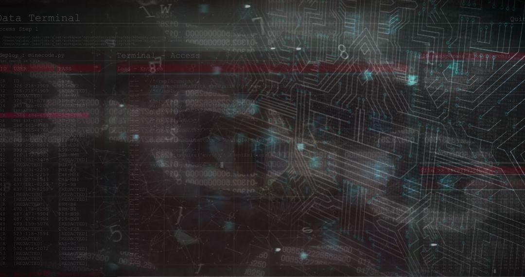 Cybersecurity Binary Code Over Digital Circuit Board and Female Eye