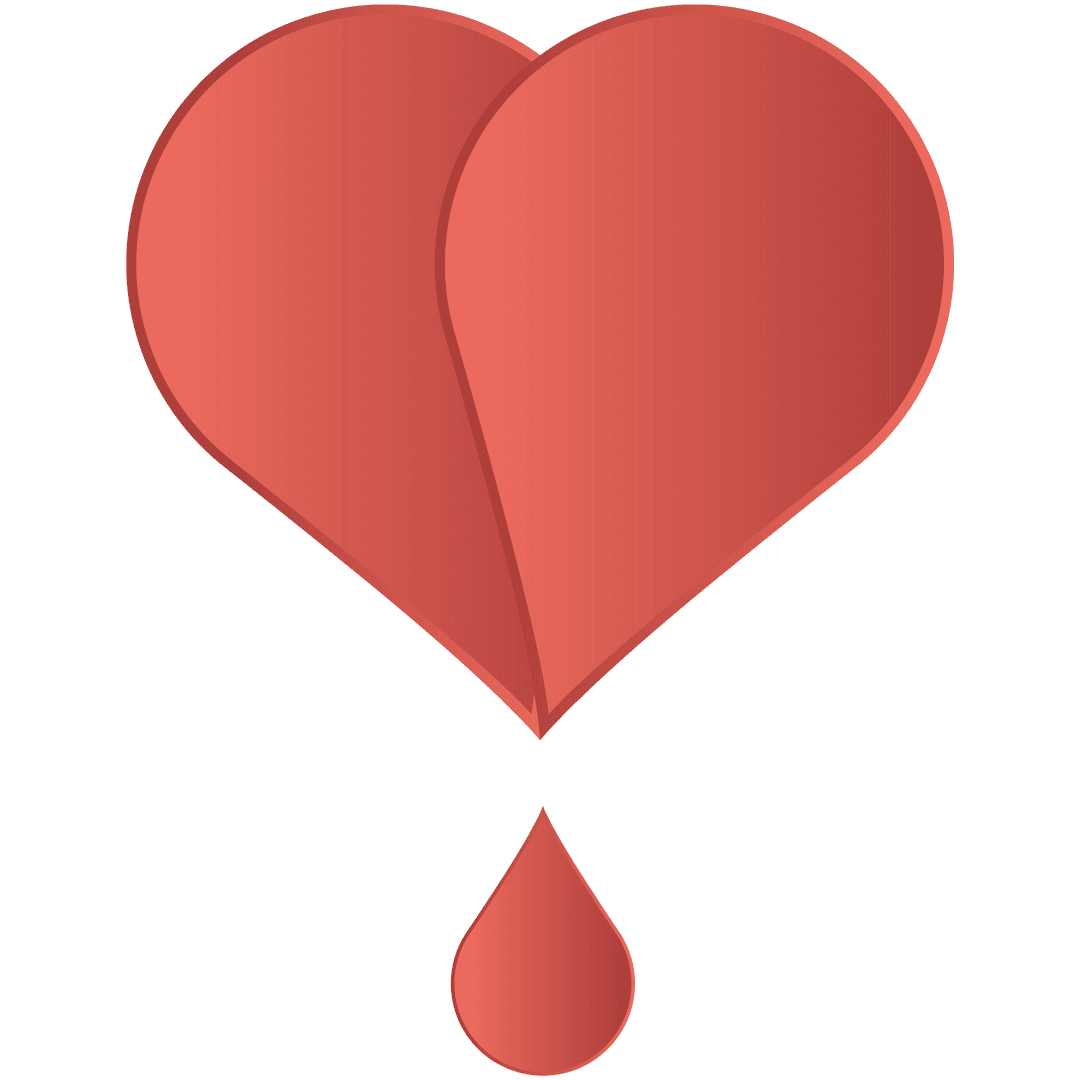 Transparent Heart with Blood Drop PNG Illustration