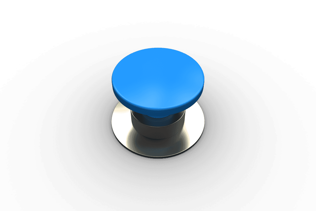 Blue Round Button on Transparent Background